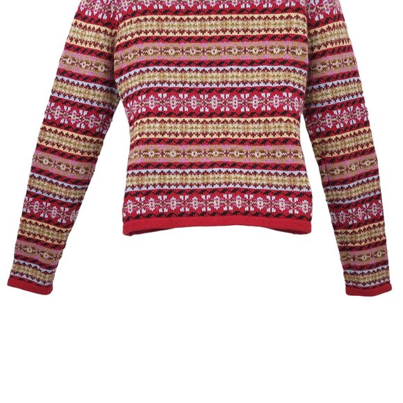 Vintage Harolds Nordic Cardigan Sweater Womens Size S Faux Fur Attached Collar - Picture 9 of 14